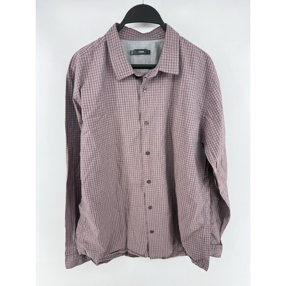 Vince Men's XL Button Down Shirt Check Long Sleeve 100% Cotton - Picture 1 of 3